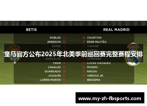 皇马官方公布2025年北美季前巡回赛完整赛程安排